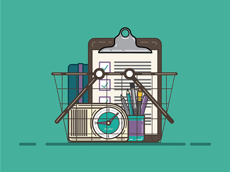 Vintage Office Supplies Illustration - Tony Headrick